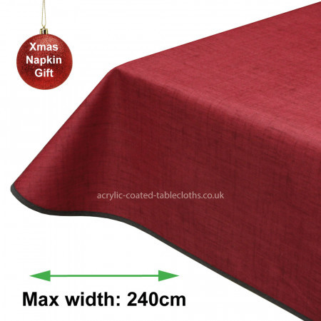 Christmas Acrylic Coated Tablecloth Bordeaux