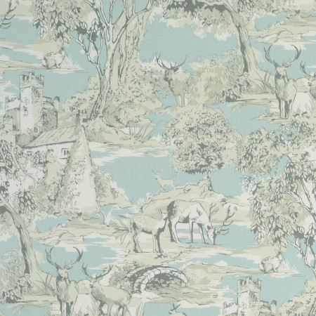 Clarke and Clarke Manor Toile Mineral Fabric, Remnant