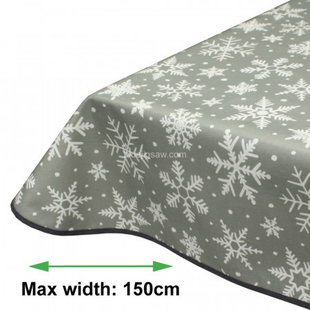 Christmas Snowflakes Warm Grey Acrylic Coated Tablecloth