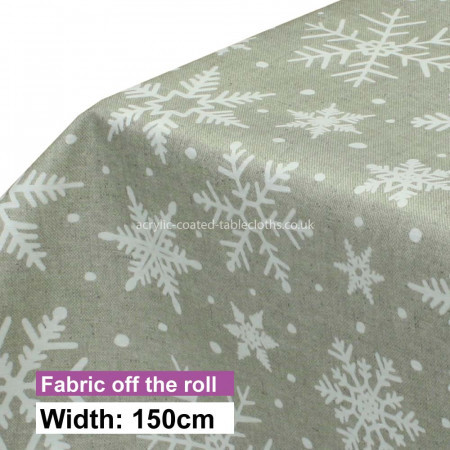 Christmas Snowflakes Natural Acrylic Coated Fabric