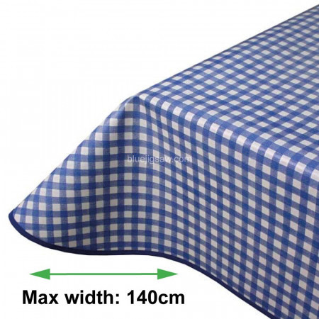 Blue Check Vinyl PVC Tablecloth