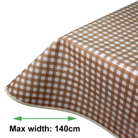 Brown Check Vinyl PVC Tablecloth