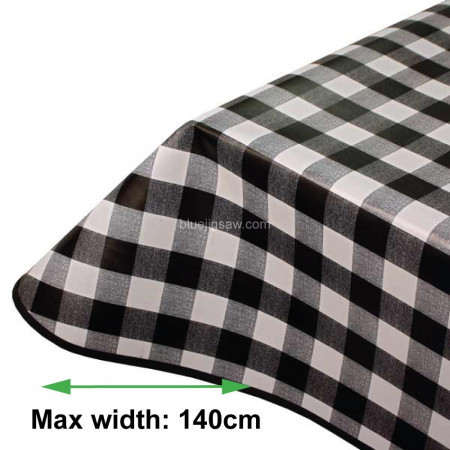 Large Black Check Vinyl PVC Tablecloth