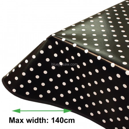 Black Polka Dot Vinyl PVC Tablecloth