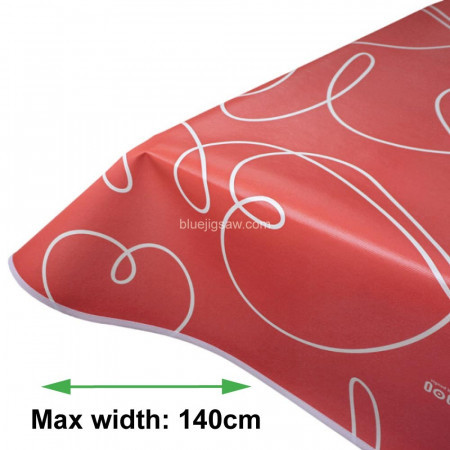 Love Hearts Coral Pink Vinyl PVC Tablecloth