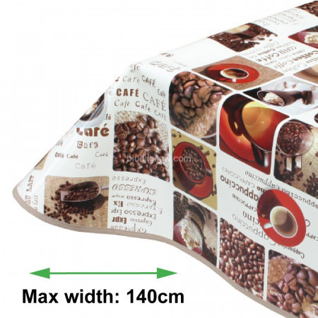 Coffee Time Vinyl PVC Tablecloth