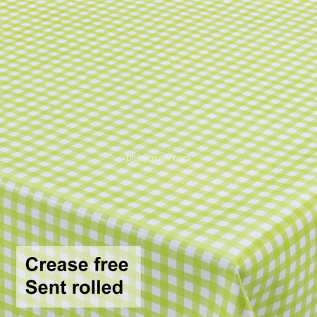 Lime Green Check Vinyl PVC Tablecloth