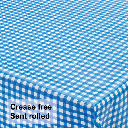 Blue Check Vinyl PVC Tablecloth