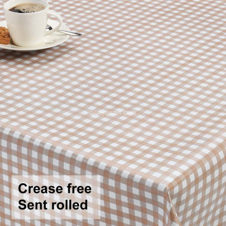 Brown Check Vinyl PVC Tablecloth