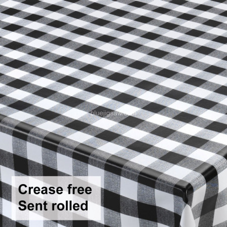 Large Black Check Vinyl PVC Tablecloth
