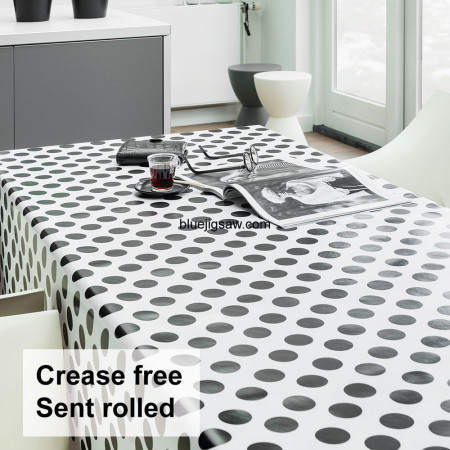 Black & White Spot Vinyl PVC Tablecloth
