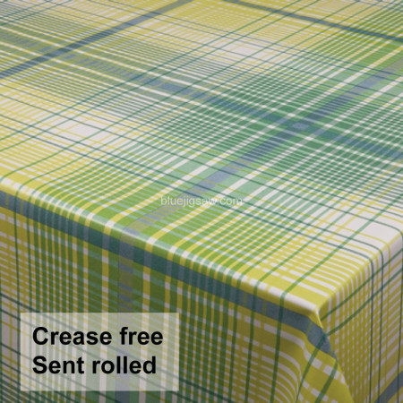 Green Lines Vinyl PVC Tablecloth