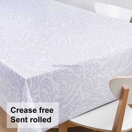 Ornate Grey Vinyl PVC Tablecloth