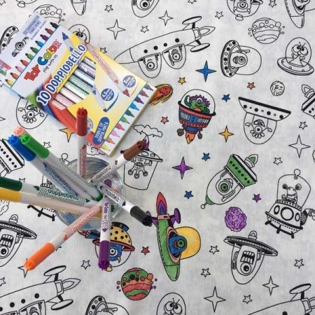 Doodle Tablecloth Aliens With Wash Out Pens